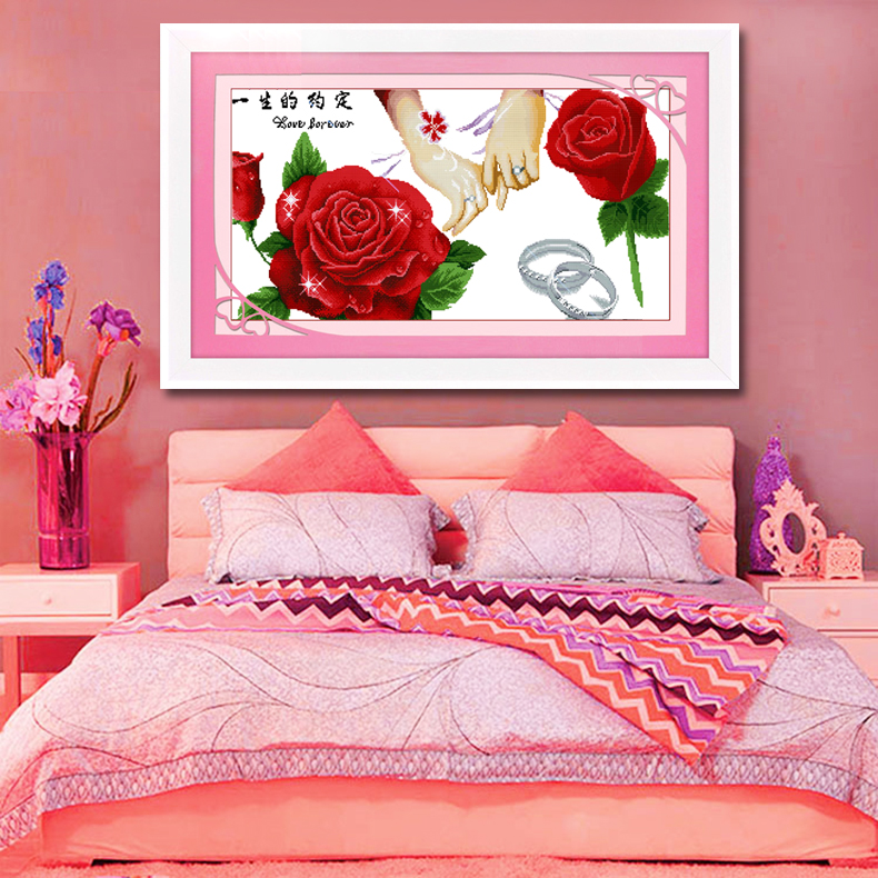 Yêu Eternal Love Chữ thập Stitch 2019 cặp vợ chồng mới kết hôn bạn trai để gửi miếng nhỏ đơn giản lãng mạn thêu một cặp - Công cụ & phụ kiện Cross-stitch mua tranh thêu chữ thập về tự thêu