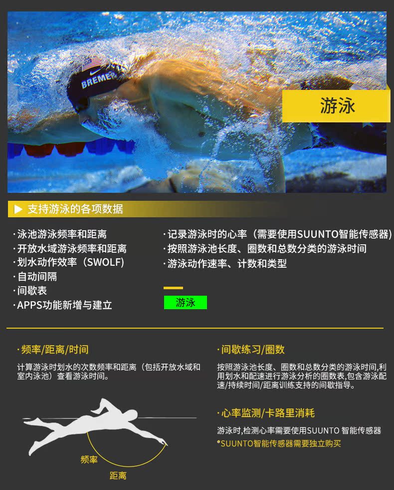 Mở rộng SUUNTO thông mở rộng hàng đầu thể thao cực đoan bơi chạy đồng hồ thông minh ngoài trời nhịp tim theo dõi - Giao tiếp / Điều hướng / Đồng hồ ngoài trời đồng hồ điện tử nữ