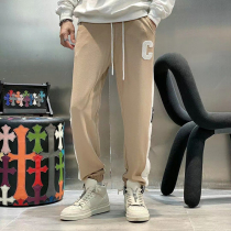 Sports pants mens loose closing small feet trousers 2021 autumn and winter casual pants bunched feet personality simple joker pants tide