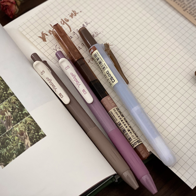 Point stone retro color press neutral pen highlighter 0 5mm student quick-drying straight liquid walking bead Jun hand account water-based pen