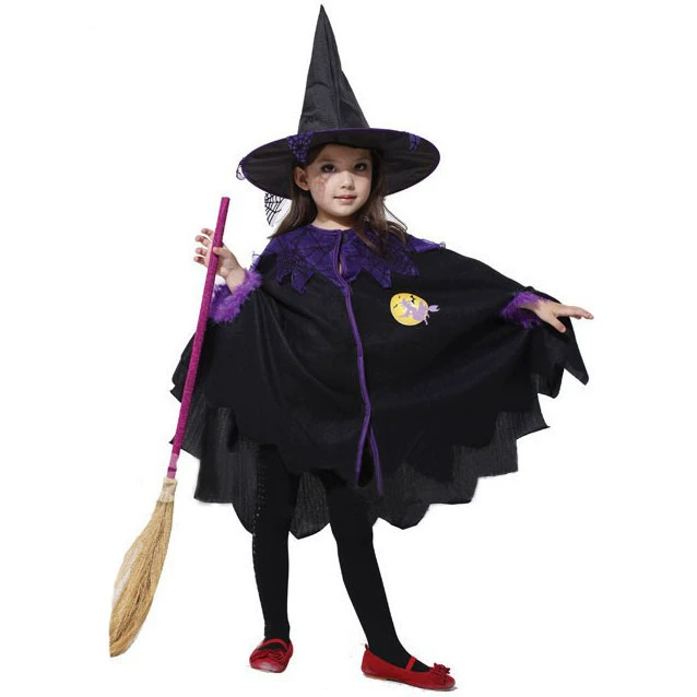 gift halloween Halloween Trẻ Em Trình Diễn Trang Phục Bé Gái Phù Thủy Mũ Áo Choàng Áo Cosplay Trình Diễn Trang Phục google halloween 2020