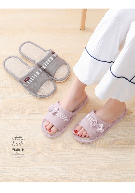 dép lanh nữ mùa hè nhà nhà nội thất đáng yêu mềm có đế dép và dép nam nữ bông chống trượt sàn mùa xuân - Trang chủ