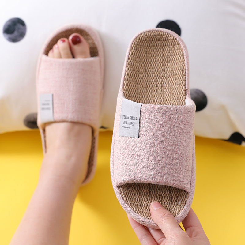 Linen ladies sandals and slippers summer home use non-slip simple woven cotton and linen flat dormitory girls slippers