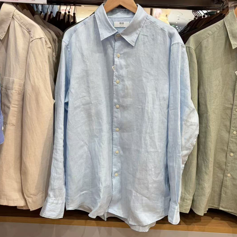 Uniqlo 482437 485656 477641 Men's and Women's French Linen Shirts/Long Sleeve Shirts Linen
