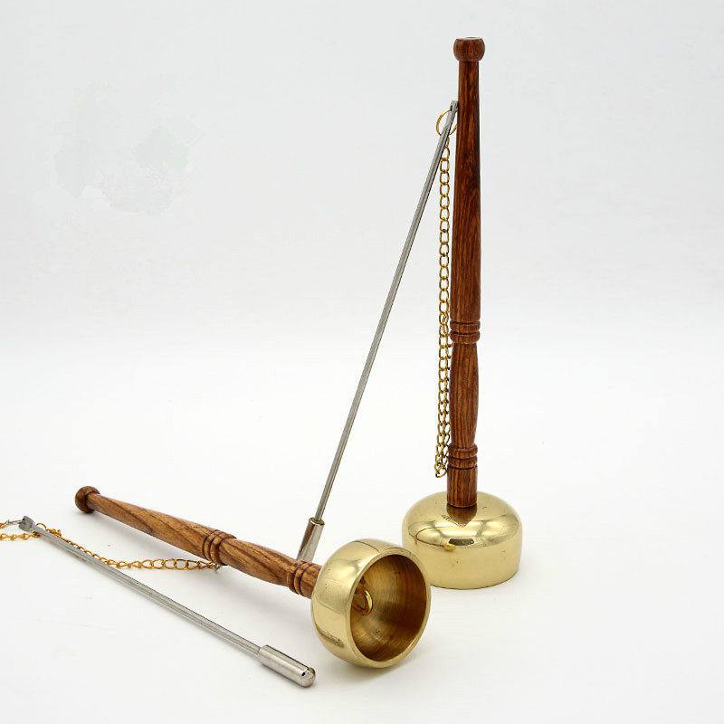Leading Chime Buddhist Supplies Temple Law of Chinese pure copper straight lever Citation Long Handle Leading to Bronze Chime Engine Fole Brass Bell