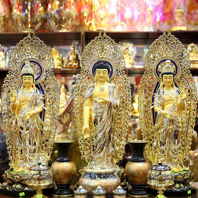 Taiwan's pure copper Western Sant' u Jin Amitabu Buddha Guanyin bronze statue like the big trend to the Buddha's swaying pieces at home