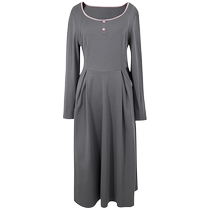 Tricolor plus size womens clothing 2024 spring new contrast color round neck dress mid-length swing skirt long sleeves fat MM