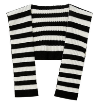 Sancai 2024 new style contrasting black and white striped knitted shawl with shirt and scarf atmospheric and fashionable shoulder design