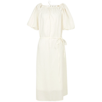 Tricolor 2024 Summer New Lyocell Tencel Dress Round Neck Hollow Long Skirt Fairy Seaside Resort Style Women