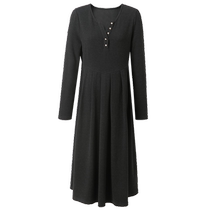 Three-color plus size womens clothing 2024 winter new V-neck waist dress temperament long skirt large hem knitted fat MM