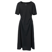 Tricolor plus size womens 2024 new summer style elegant little black dress pleated waist slimming A-line fat MM