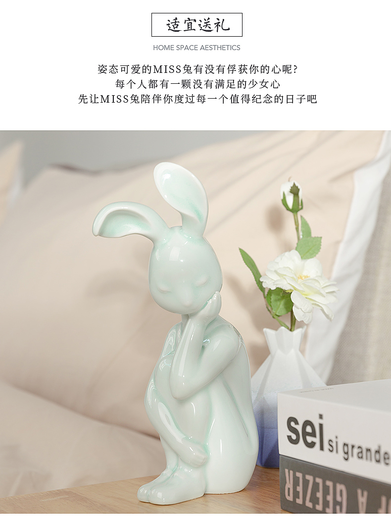 "Miss rabbit" jingdezhen ceramic express bunny girls bedroom adornment creative home furnishing articles night stand