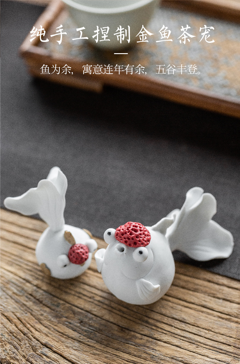 Much luck day yi goldfish tea pet furnishing articles ceramic products can keep playing tea tea tea lucky red and the pledge