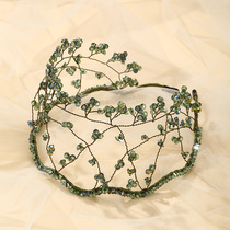 Korean style summer handmade beaded headband exquisite woven mesh bridal headband light luxury fairy hair accessories