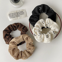 New pleated smiley large intestine hair tie simple French headband womens ponytail hair accessories retro fabric hair tie