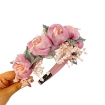 New lace flower headband for women high-end hand-woven high skull headband wide-brimmed organza hair accessory