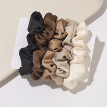 European and American high-end satin large intestine hair tie simple style headband to tie hair rubber band coffee color hair tie