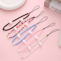 Ornament New Cloud Duo Beads Cell Phone Chain Color Wrist Chain Accessories Short phone Hanging Rope Gift Woman