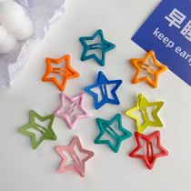 Candy color Korean five-pointed star frosted rubber paint hairpin childrens side clip baby broken hairpin jewelry hairpin for women