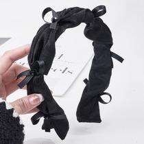 Cream cake bow temperament headband 2024 summer new high-end pleated headband elegant hair accessories hair bundle