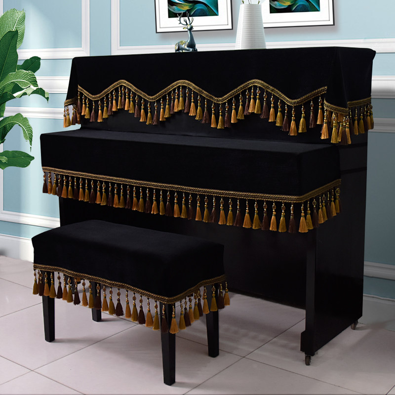 Nordic Style Korean Gold Velvet Piano Cover Dustproof Half Cover Thickened High-grade Modern Simple Three-Piece Cover Cover Full Cover