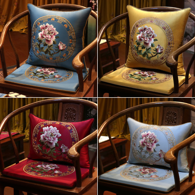 New Chinese dining table and chairs mahogany sofa seat washer chair cushion home custom thin seat cushion removable and washable non-slip