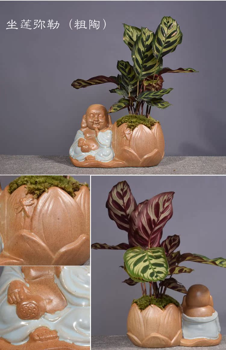 Sáng tạo nhà sư nhỏ hoa màu xanh lá cây bình hoa gốm thủy canh chậu hoa bàn trà trang trí nhà trang trí - Vase / Bồn hoa & Kệ chậu sứ lớn trồng cây