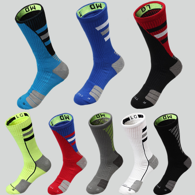 Men's sports socks basketball socks topox sweat anti-slip and shock absorption elite socks thickening running mid-socks in winter