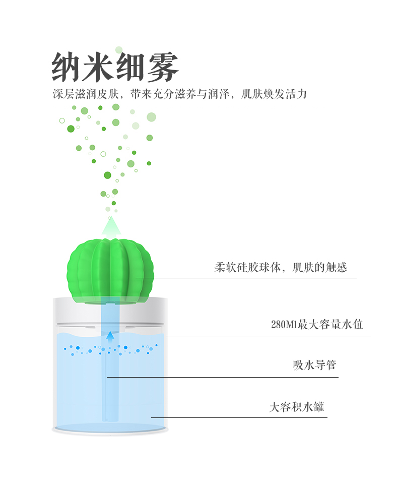máy phun ẩm công nghiệp Cactus usb độ ẩm phòng ngủ hydrating văn phòng bàn nhà không khí hydrating phun câm cổ tích - Máy giữ ẩm humidifier máy phun sương