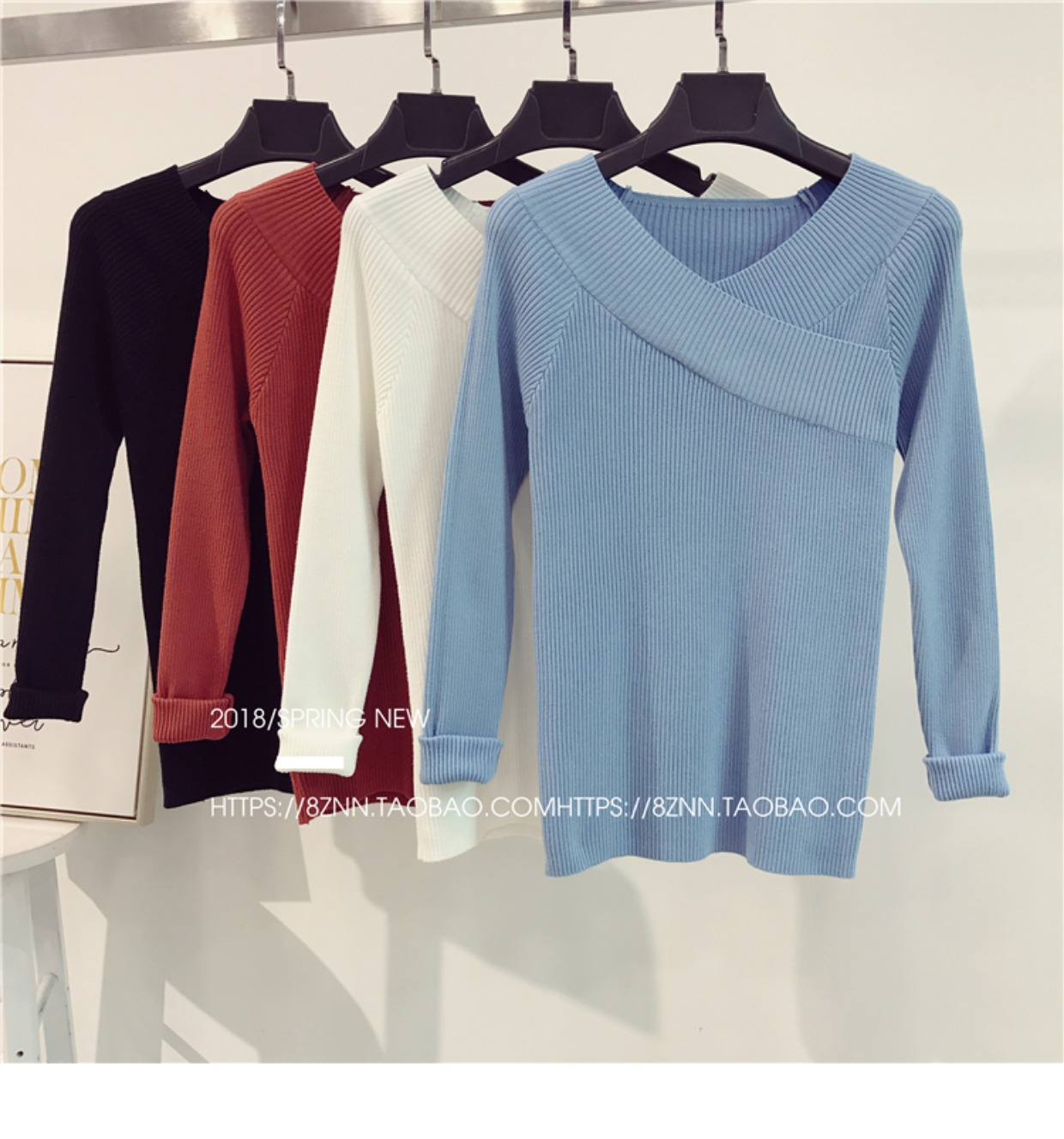 Phiên bản Hàn Quốc của áo len bó sát mùa thu trang trí tay dài cổ chữ V thời trang nữ 2018 mới áo cardigan