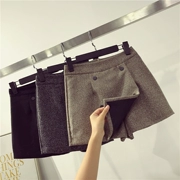 Retro quần len nữ quần mùa thu đông mới sản phẩm lỏng lẻo quần hoang dã giản dị khí chất chân rộng quần nóng quần short len