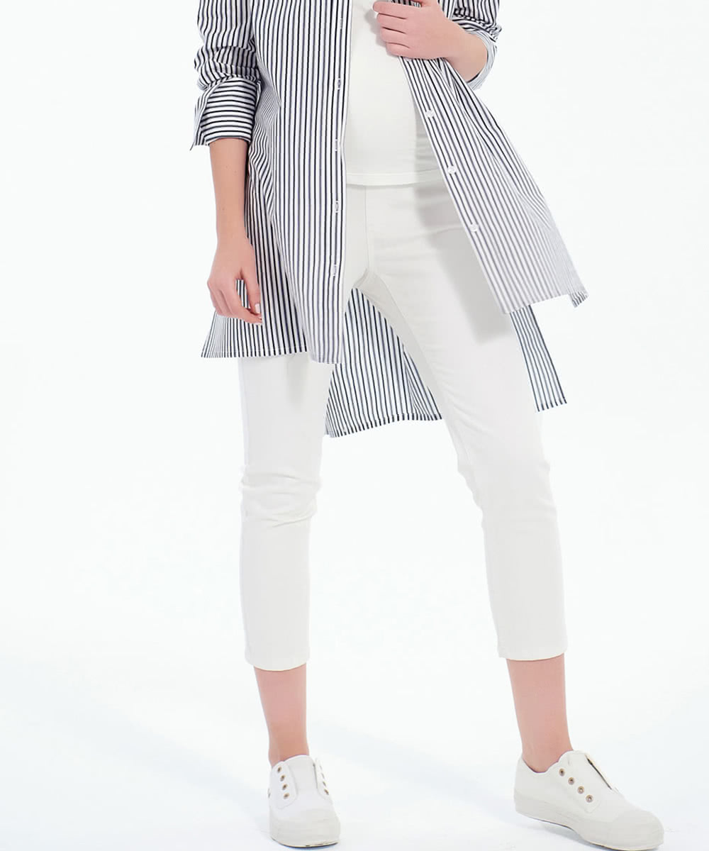 Chini Pregnant Woman Integrated Molding Summer Pregnant Woman Pants Cool Sensation version Lean Integrated Forming Casual Long Pants T4F05