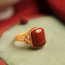 Small silversmith South red Manau pure silver opening ring female light extravagant and small crowdsourced design delicate ruby advanced sensual index finger