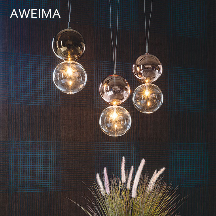 2019 Danish design minimalist modern combined headboard glass chandelie lavish dining room led coffee bar Table Chandelia