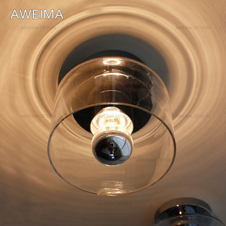 Modern minimalist and simple glass ceiling light aisle bedroom balcony transparent metal led ceiling light