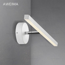 Danish minimalist modern long strip wall lamp in front of the mirror Nordic frosted white led mural lamp background wall rotating wall lamp