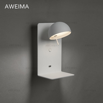 Danish design Nordic led white bedside wall lamp modern minimalist usb charging bedroom room rotating wall lamp