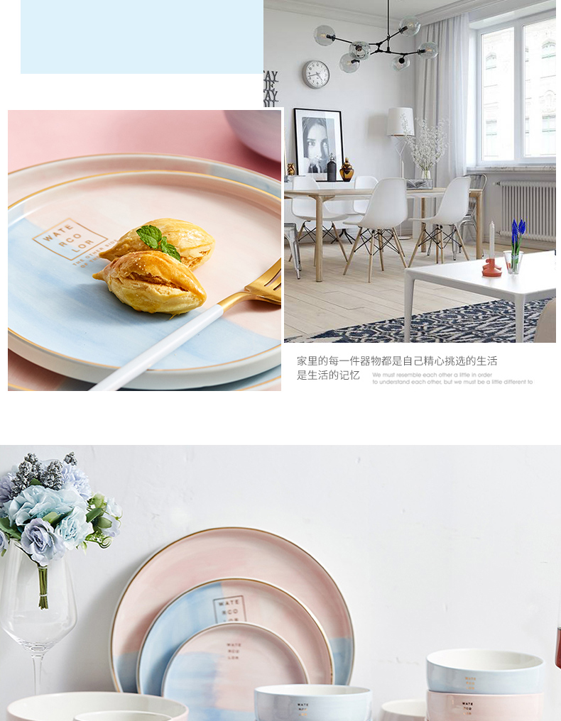 Orange leaves the Nordic up phnom penh dish suits for home ins jingdezhen ceramic bowl chopsticks tableware plate walking in the cloud