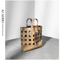 (AJ AOIRJ UK) niche cowhide cut-out basket womens bag vintage hand tote bag diagonal cross bag