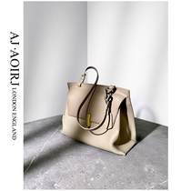 (British AJ AOIRJ) leather bag lychee tote bag womens large capacity contrast one-shoulder diagonal cross bag
