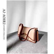 (British small AJ AOIRJ) niche leather color-block tote bag premium sense bag armpit bag womens bag