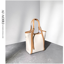 (British AJ AOIRJ) niche design cowhide bucket bag diagonal cross underarm bag premium sense shoulder bag