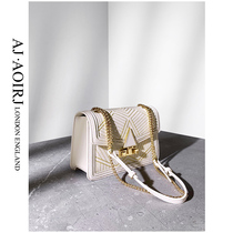 (British AJ AOIRJ) niche design cowhide embroidered armpit small square bag single shoulder cross-body chain womens bag