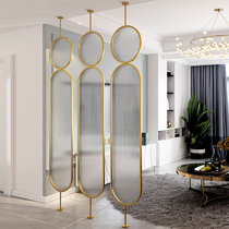 Modern brief Xuan Xuan Guanghan Changhong Glass screen partition Living room Restaurant Hotel Light Extravagant Stainless Steel Iron Art Deco wall