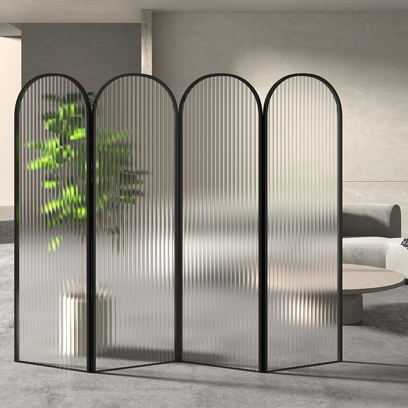 Dining Room Living Room Glass Partition Light Extravagant Hotel Entrance Screen Custom Office Metal Push-and-pull Removable Fold