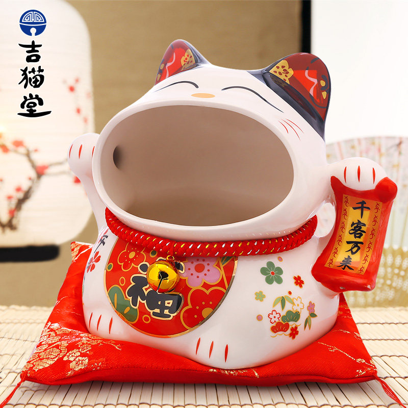 Ji Cat Parlor Tricks Cat Swing Piece Opening Creative Candy Jar Shop Home Living Room Trick and money Ceramics Deposit Pot
