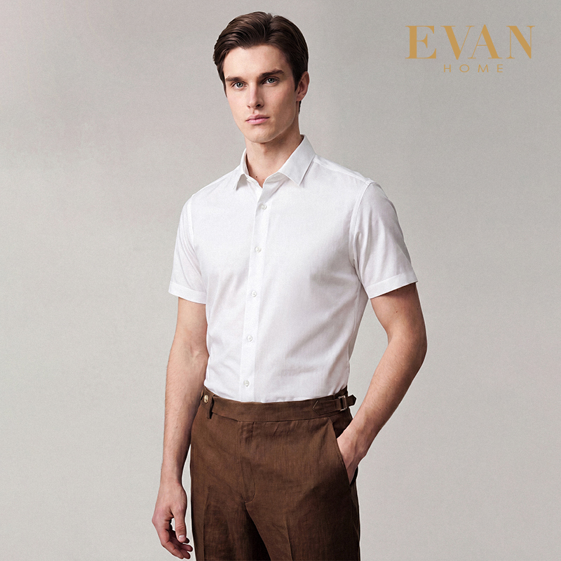 [Ice Silk Elasticity] Aifan Home 5 Series White Short-Sleeve Shirt for Men, Summer Thin Anti-Wrinkle Business Formal Shirt