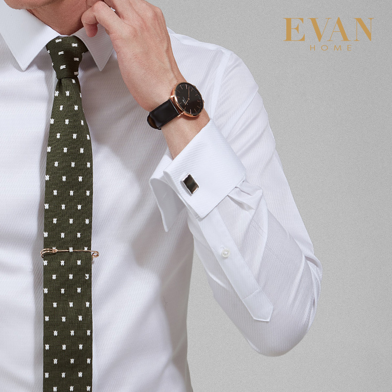 Aifan Home X Series French-Style Shirt for Men, Long-Sleeved with Cufflinks, Professional Formal Wear, Double-Layered Cuffs, White Suit Shirt