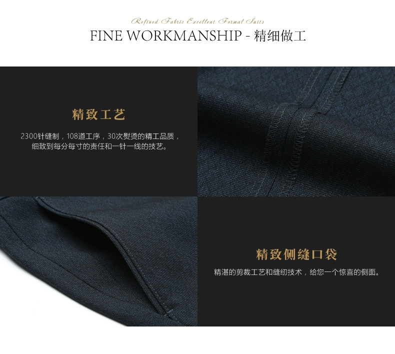 Ai Fans House Navy Blue Jacquard Quần nam kinh doanh Chuyên nghiệp Quần phù hợp Miễn phí Slim Slim Quần dày nam quần vải nam