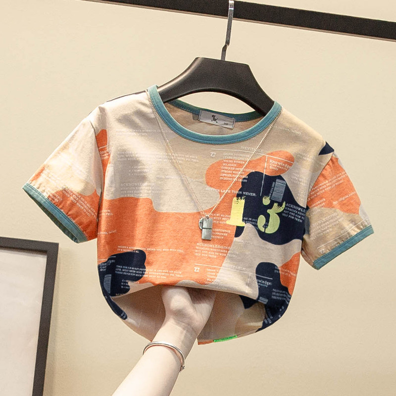 South Korean boy T-shirt short sleeve 2021 Summer new boy boy Children's T-shirt Toddler Summer dress Half sleeve blouse